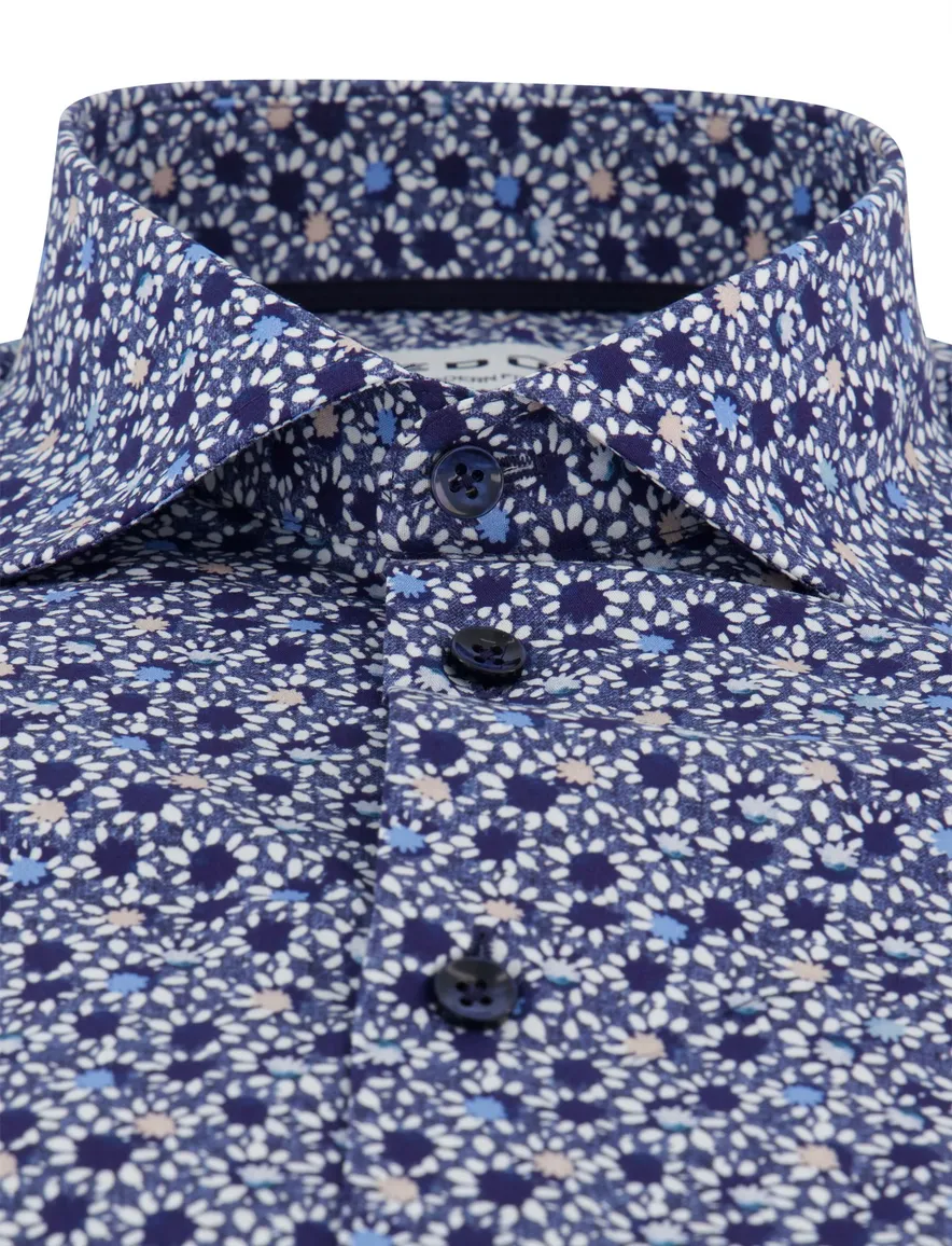 Ledub overhemd modern fit geprint blauw