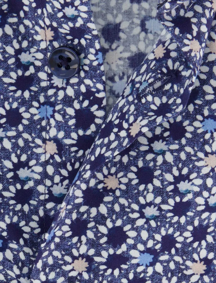 Ledub overhemd modern fit geprint blauw