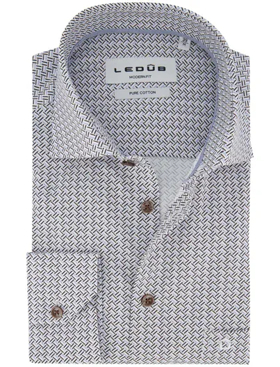 Ledub Ledub overhemd mouwlengte 7 blauw geprint