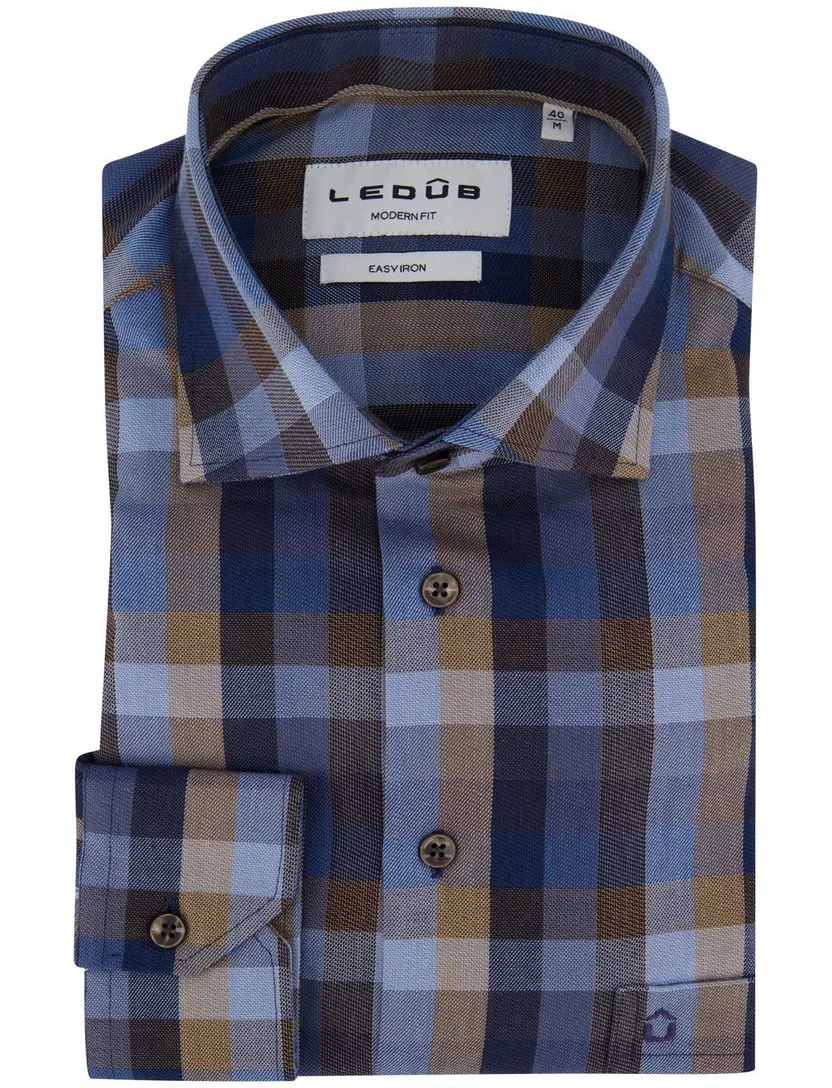 Ledub overhemd geruit katoen blauw