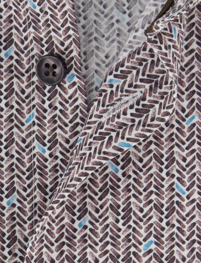 Ledub overhemd bruin modern fit geprint