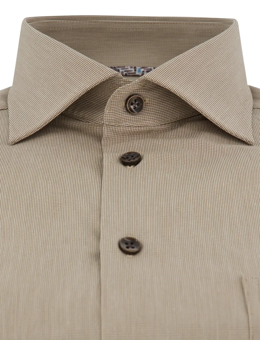 Overhemd ledub overhemd modern fit beige geruit katoen