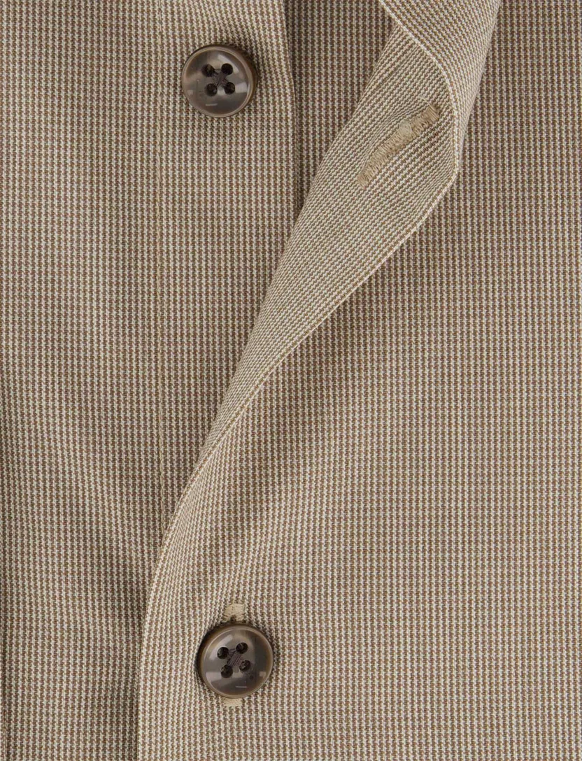 Overhemd overhemd modern fit beige geruit