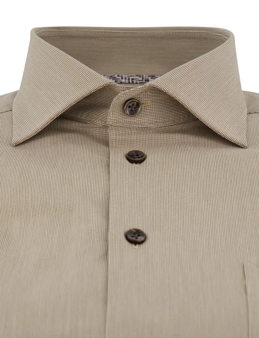 Ledub beige overhemd modern fit geruit