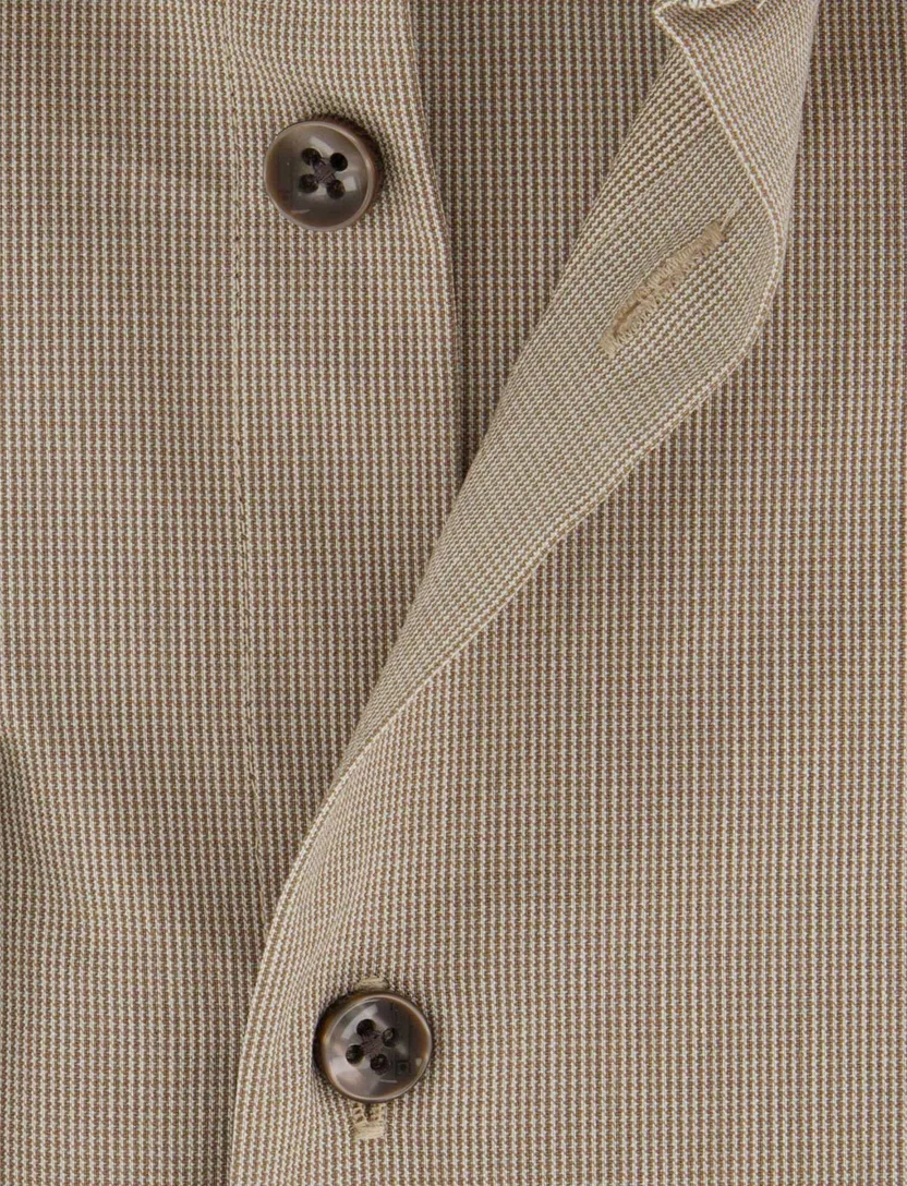 Ledub beige overhemd modern fit geruit