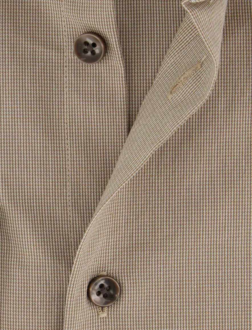 Ledub overhemd modern fit geruit beige