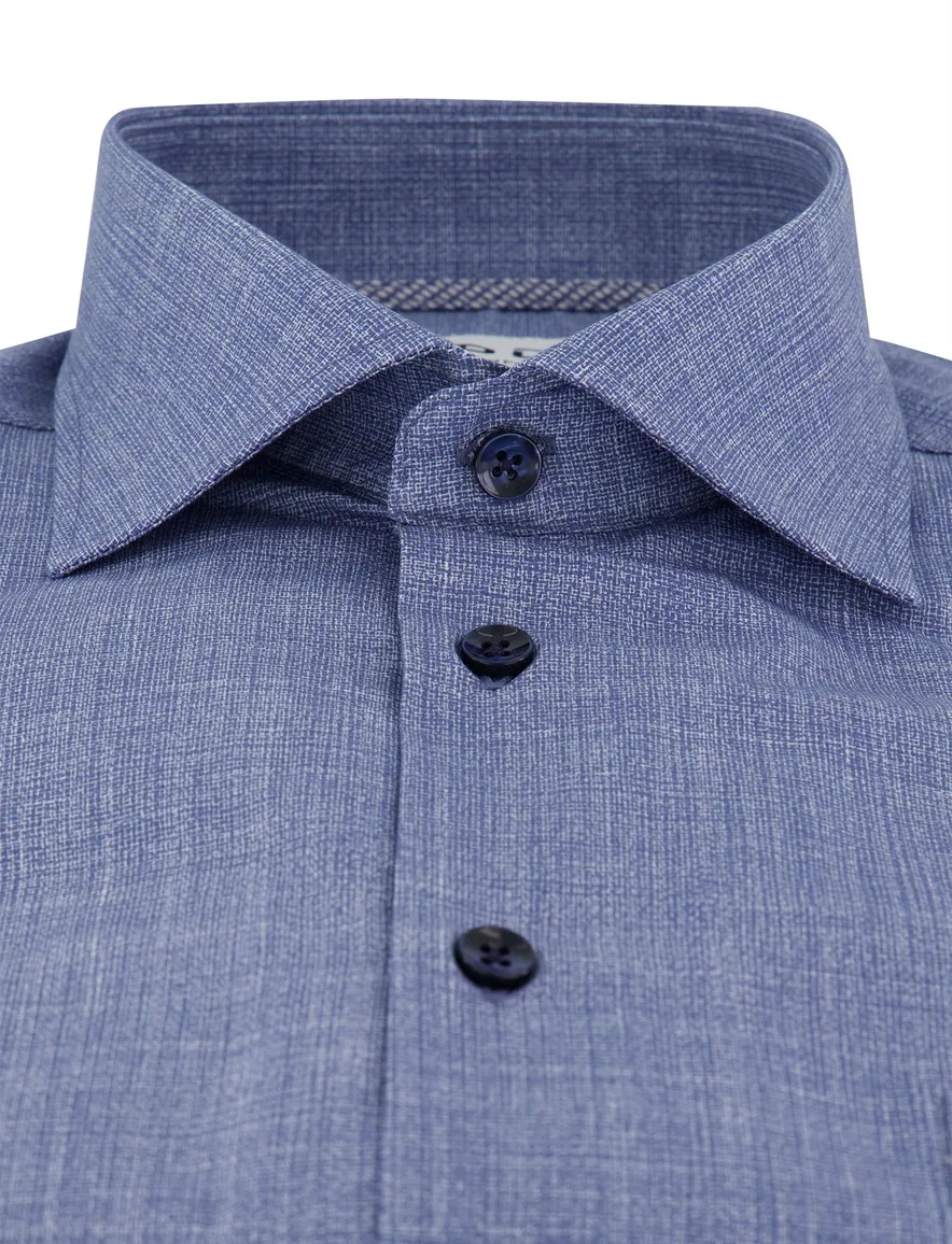 Ledub overhemd blauw geprint modern fit