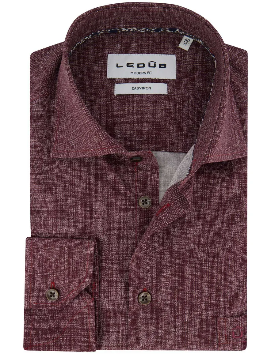 Ledub overhemd aubergine katoen modern fit