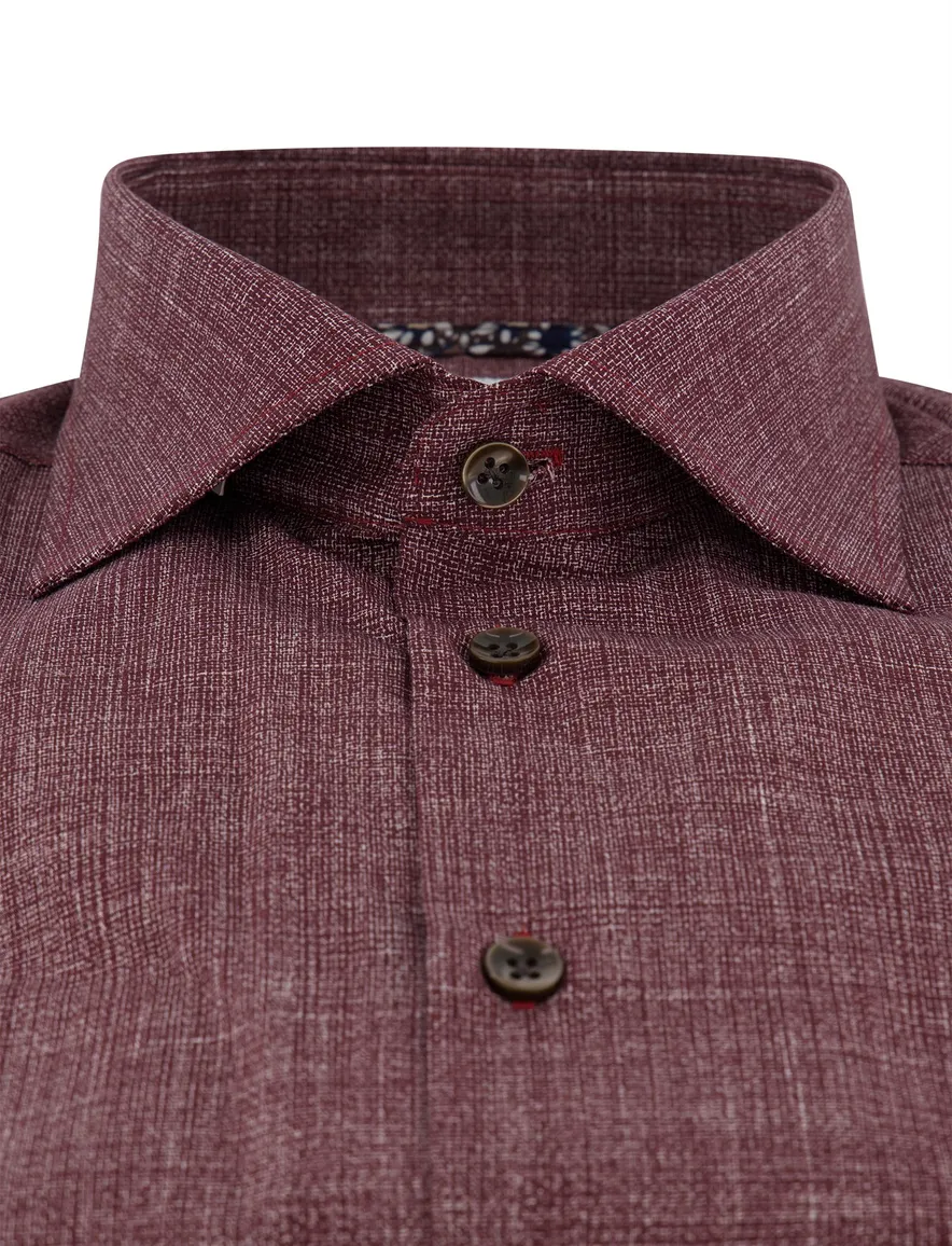 Ledub overhemd aubergine katoen modern fit