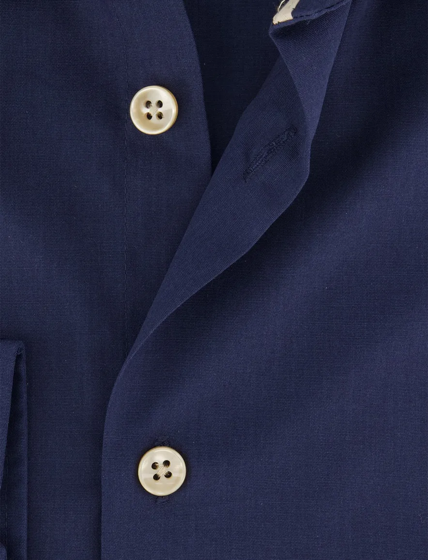 Ledub overhemd donkerblauw effen normale fit
