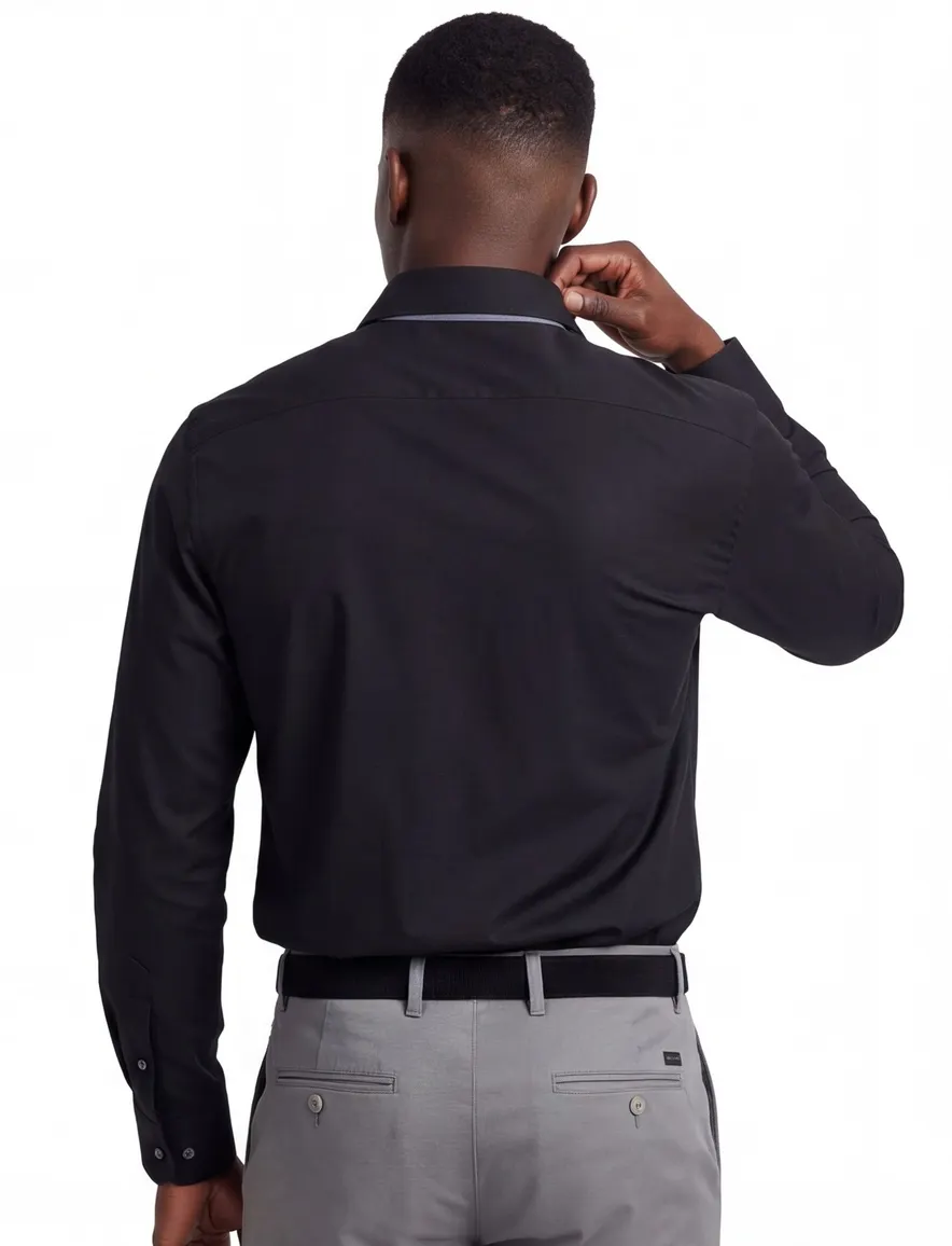 Ledub overhemd modern fit effen zwart