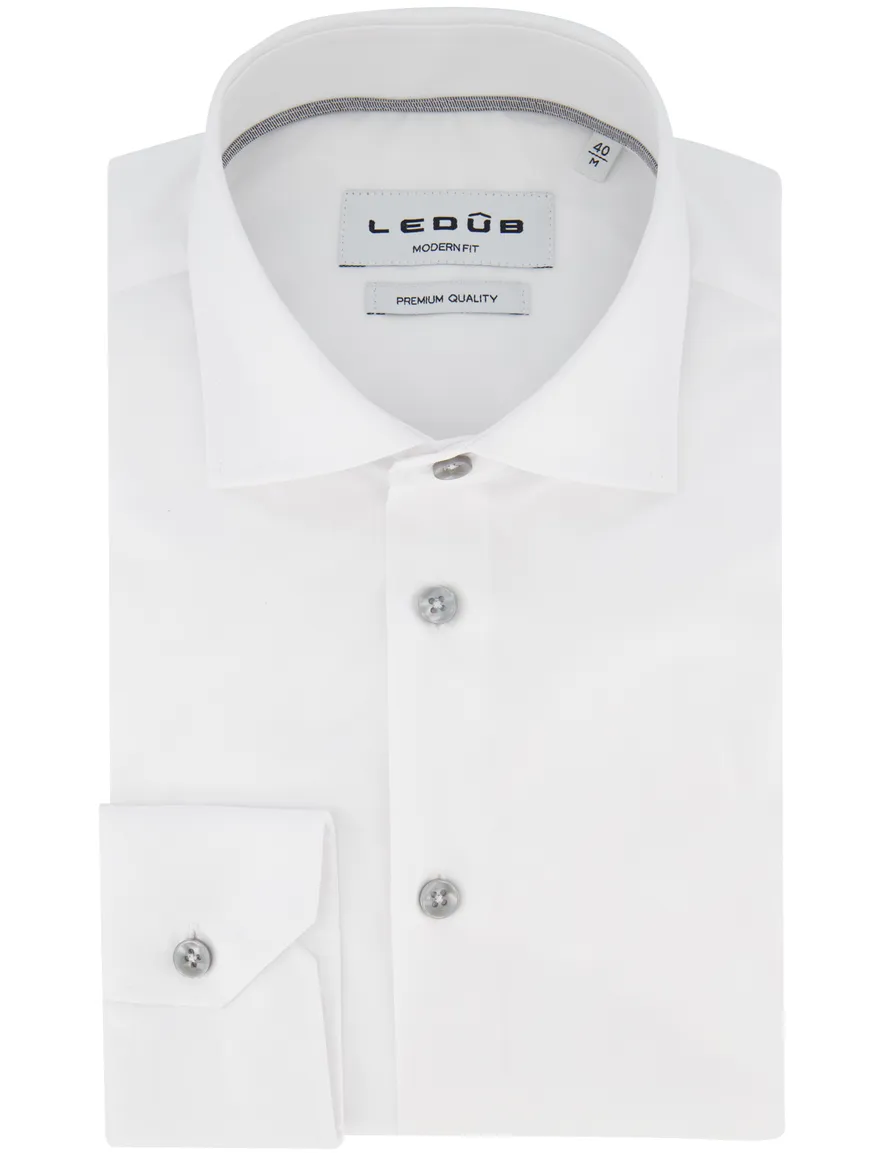 Ledub overhemd modern fit wit katoen