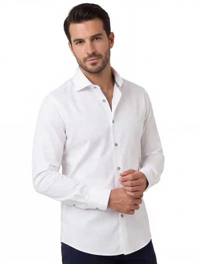 Ledub Ledub overhemd modern fit wit katoen