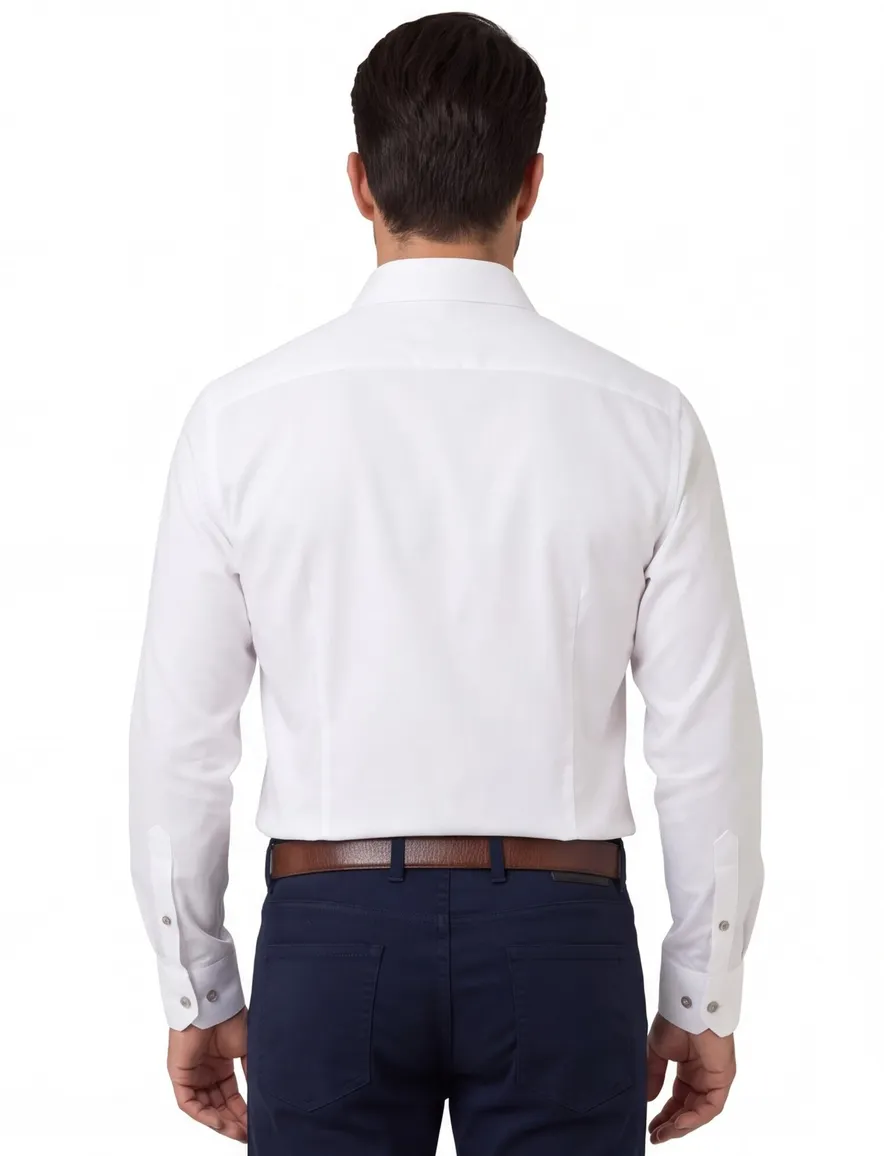 Ledub overhemd modern fit wit katoen