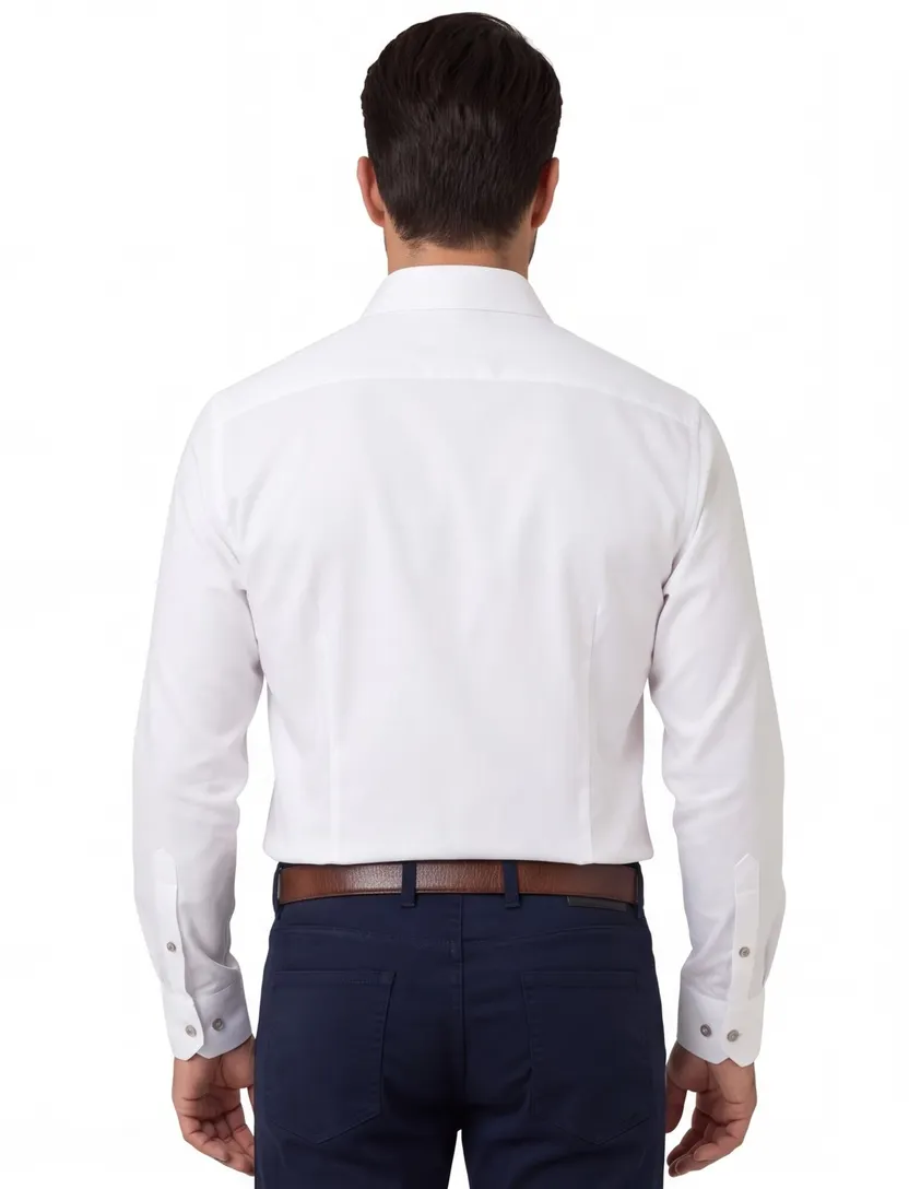 Ledub overhemd wit katoen modern fit