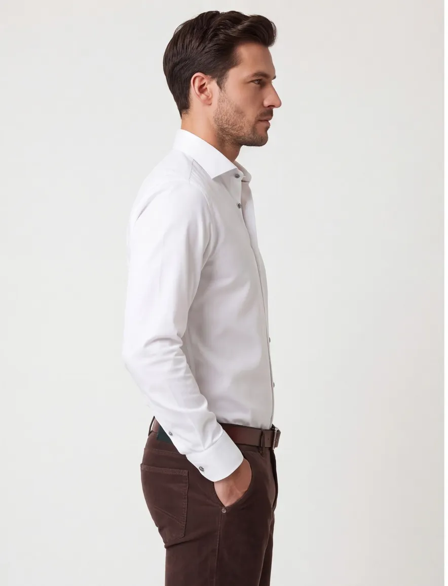 Ledub overhemd modern fit wit effen