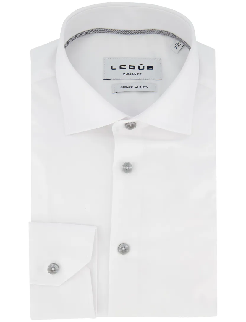Ledub overhemd modern fit wit katoen
