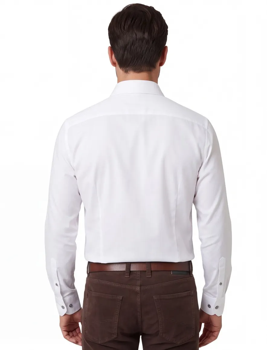 Ledub overhemd modern fit wit effen