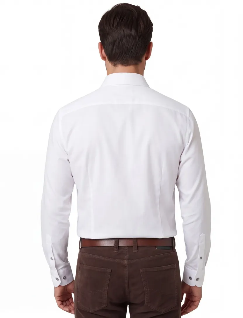 Ledub overhemd modern fit wit katoen