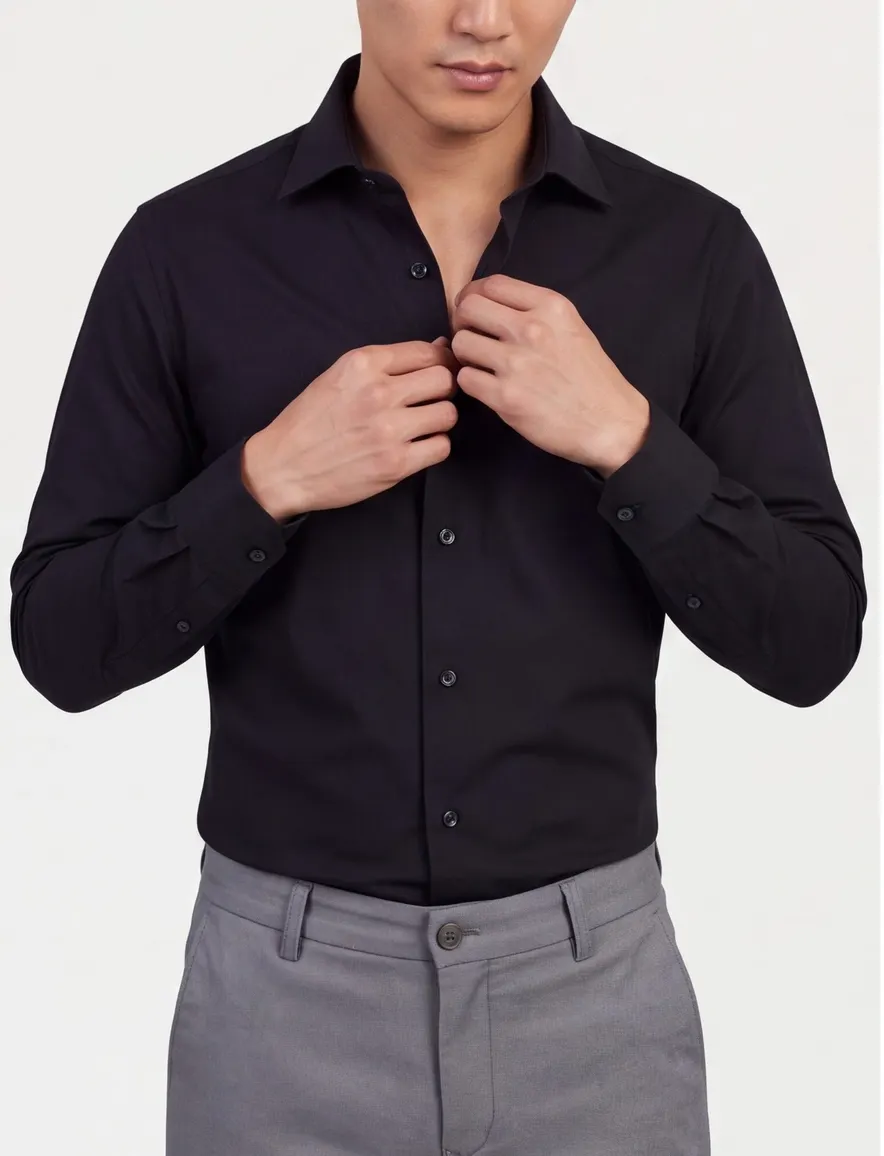 Ledub modern fit zwart overhemd katoen