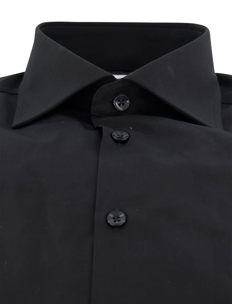 Ledub modern fit zwart overhemd katoen