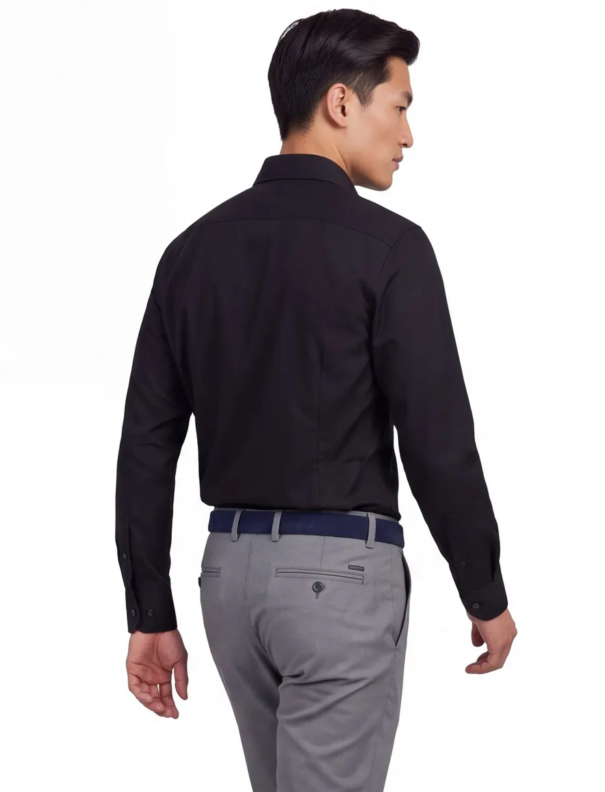 Ledub modern fit zwart overhemd katoen