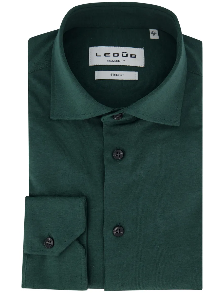 Ledub overhemd modern fit groen katoen