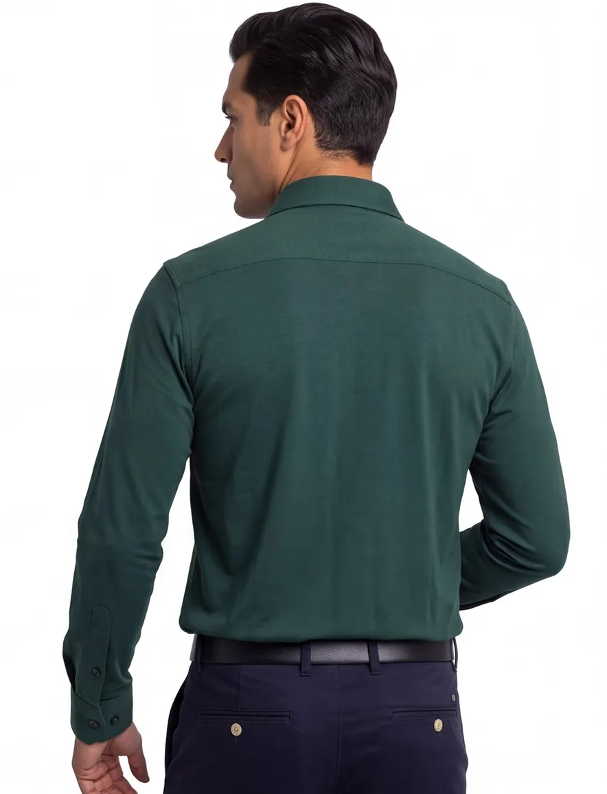 Ledub overhemd modern fit groen katoen
