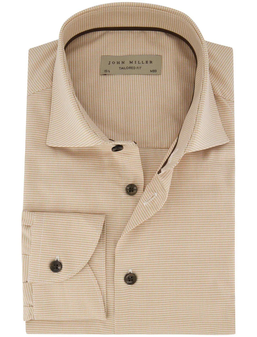 Overhemd John Miller Tailored Fit beige geprint