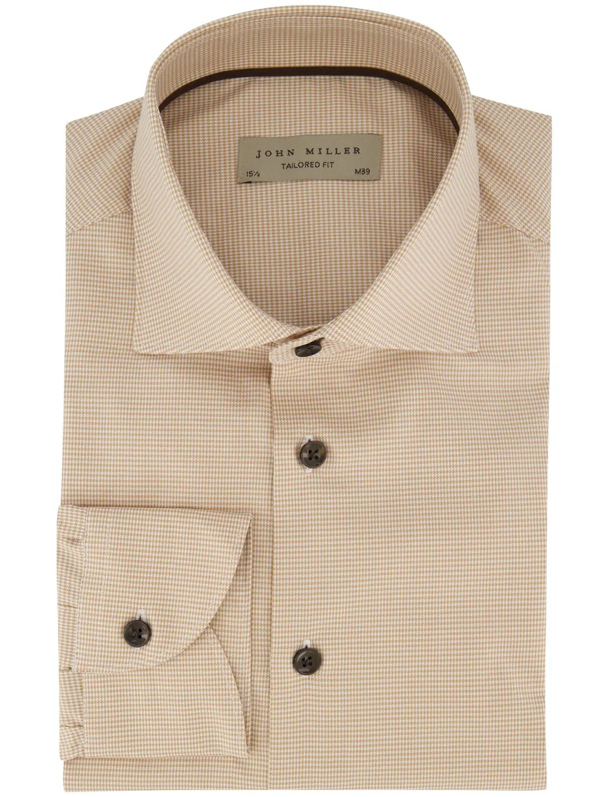 Overhemd John Miller Tailored Fit beige geprint