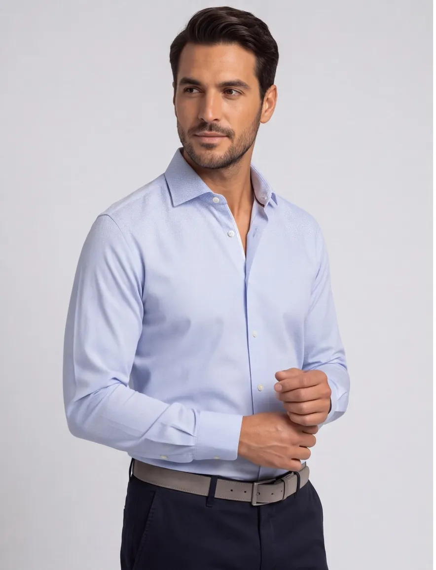 Overhemd John Miller Tailored Fit lichtblauw katoen