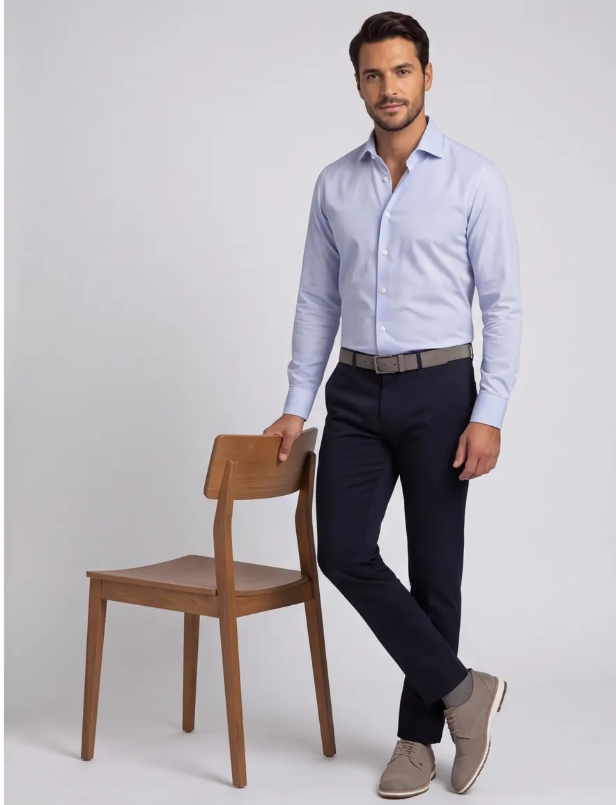 Overhemd John Miller Tailored Fit lichtblauw katoen