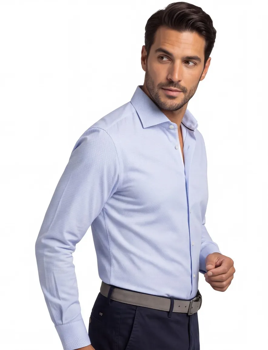 Overhemd John Miller Tailored Fit lichtblauw katoen