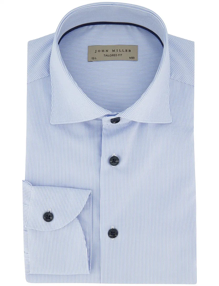 business overhemd John Miller Tailored Fit lichtblauw
