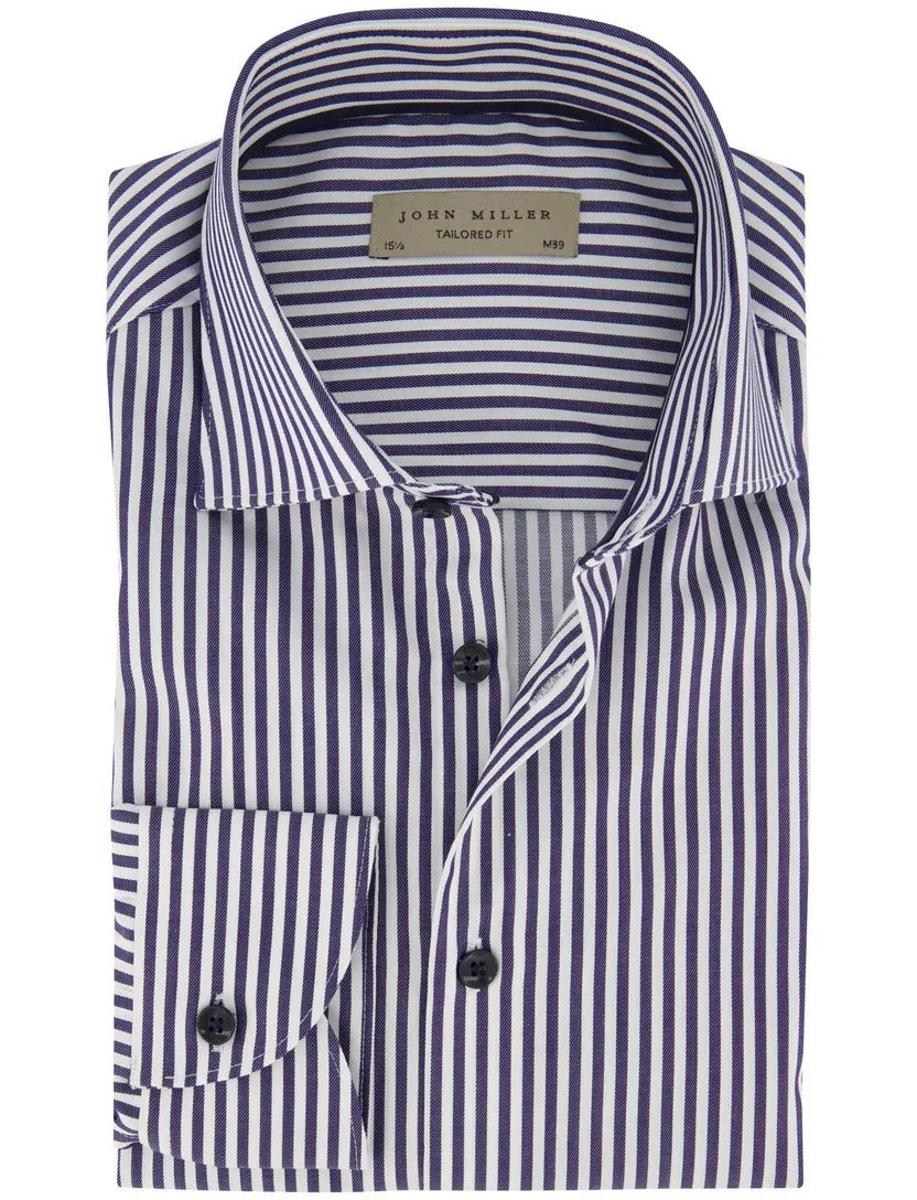 Navy gestreept John Miller overhemd ml 5