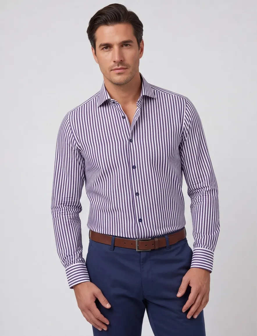 John Miller overhemd donkerblauw wit