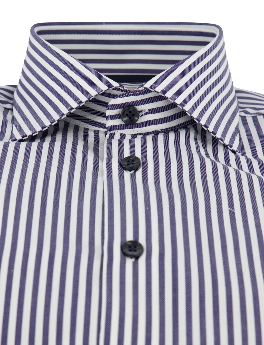 Overhemd John Miller ml 5 navy gestreept