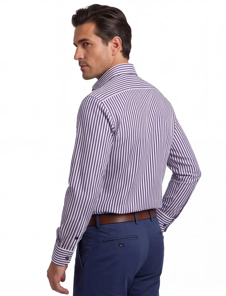 John Miller overhemd donkerblauw wit