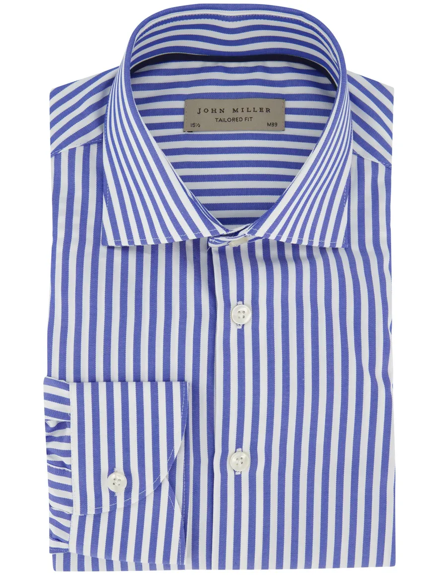 John Miller overhemd ml 7 blauw wit