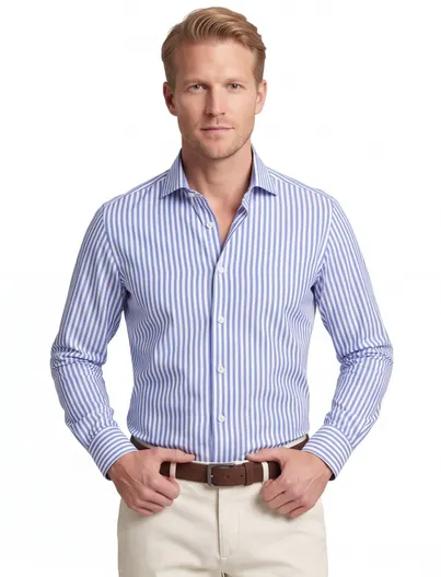 John Miller Blauw wit gestreept John Miller overhemd ml 7