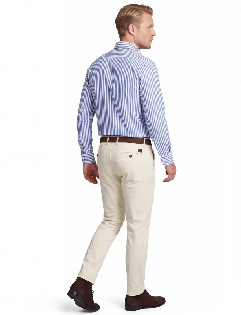 Blauw wit gestreept John Miller overhemd ml 7