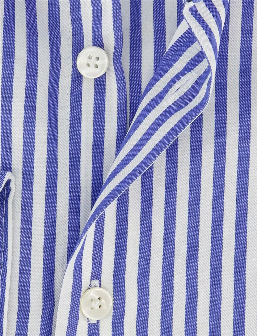 Overhemd John Miller Tailored Fit blauw wit gestreept katoen