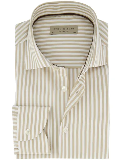 John Miller Beige gestreept John Miller overhemd ml 5