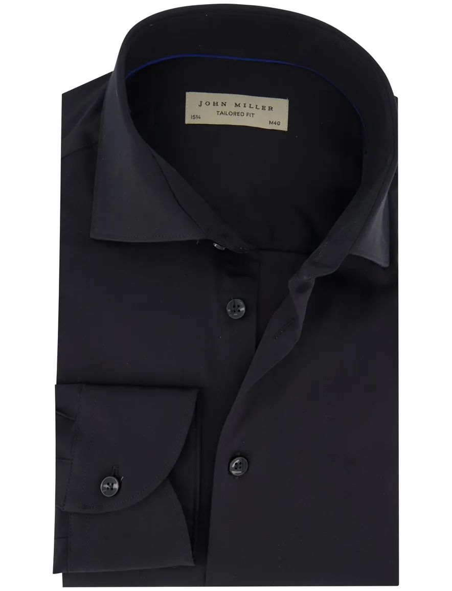 Overhemd John Miller Tailored Fit ml 5 effen zwart