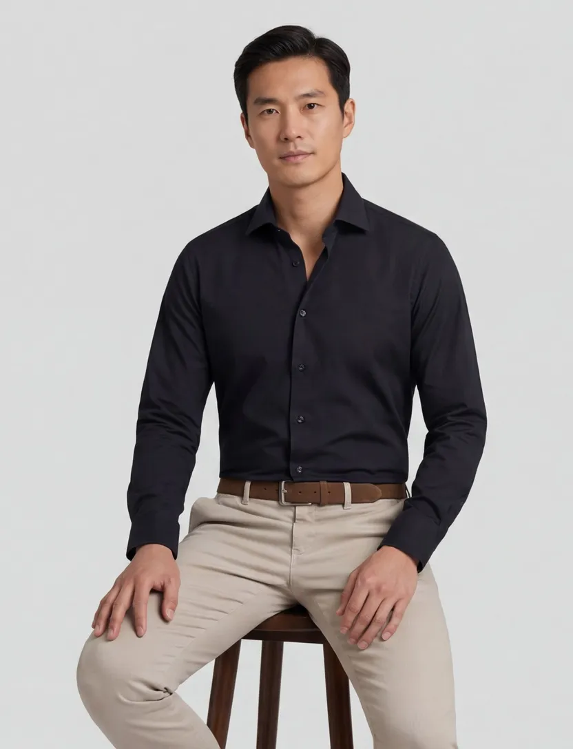 Zwart overhemd John Miller Tailored Fit ml 5