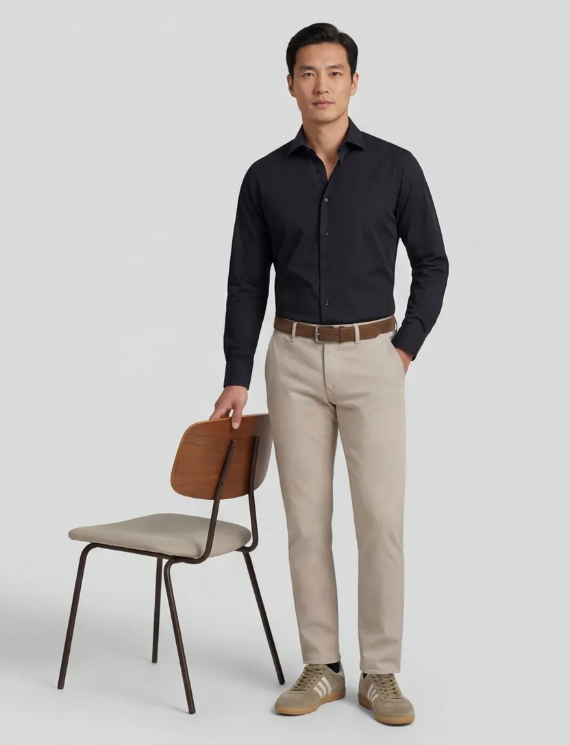 Zwart overhemd John Miller Tailored Fit ml 5