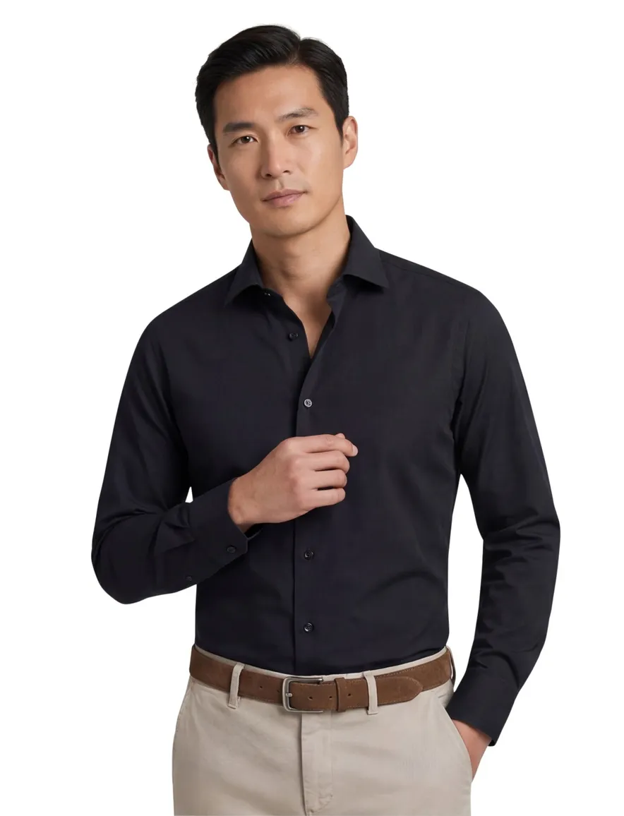 Overhemd John Miller Tailored Fit ml 5 effen zwart