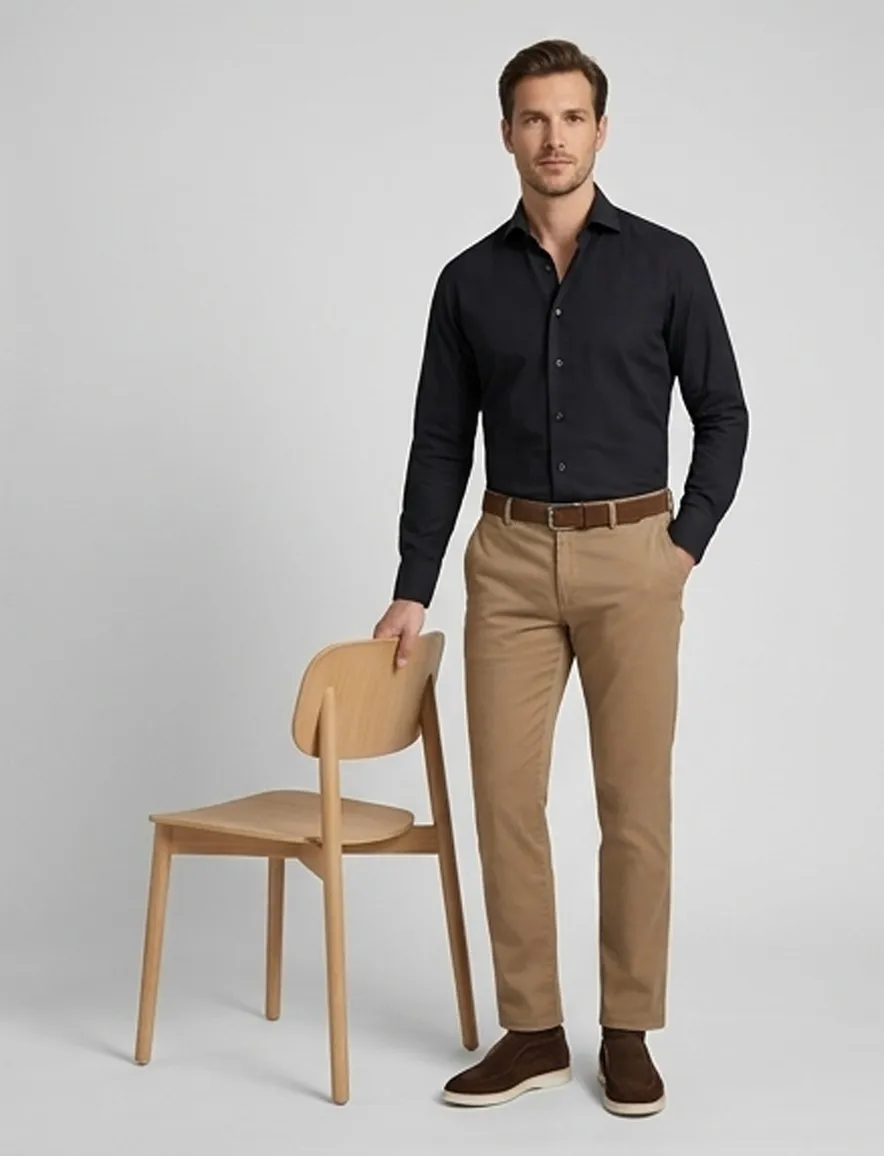 Overhemd John Miller Tailored Fit ml 5 zwart