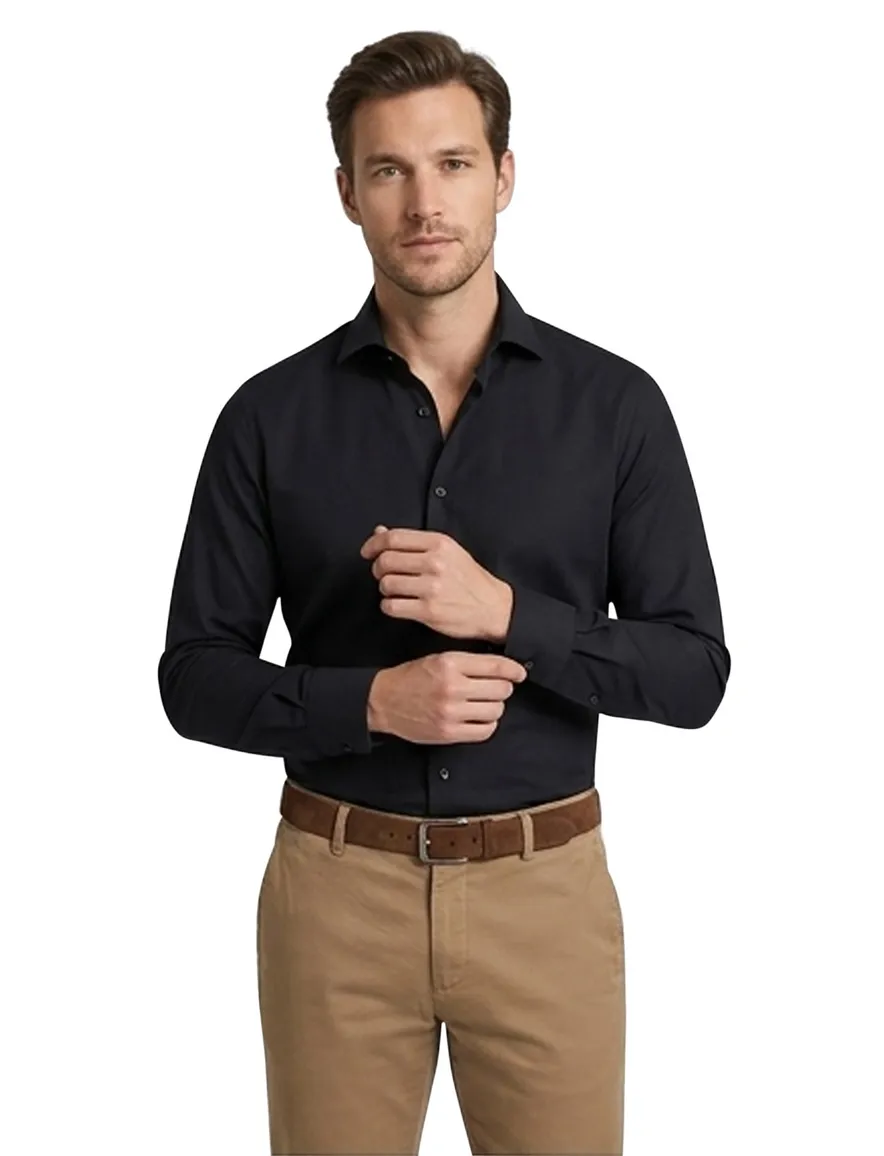 Overhemd John Miller Tailored Fit ml 5 zwart