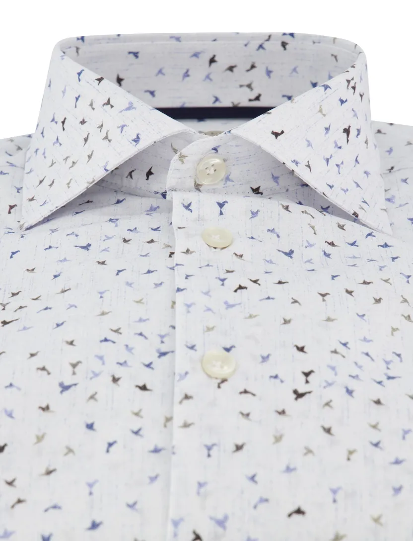 Blauw geprint John Miller overhemd ml 5